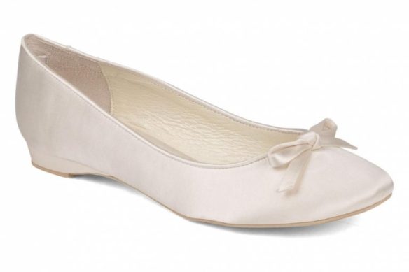 Bailarinas zapatos de novia con detalle de lazo de encaje y punta forma rmd1278